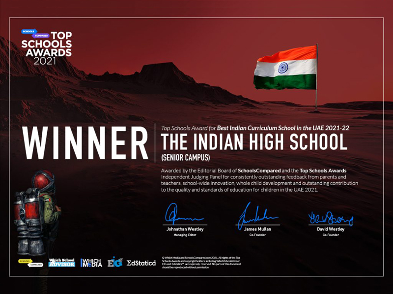 The Indian High School takes another leap by winning the ‘Best Indian Curriculum School in the UAE’ award